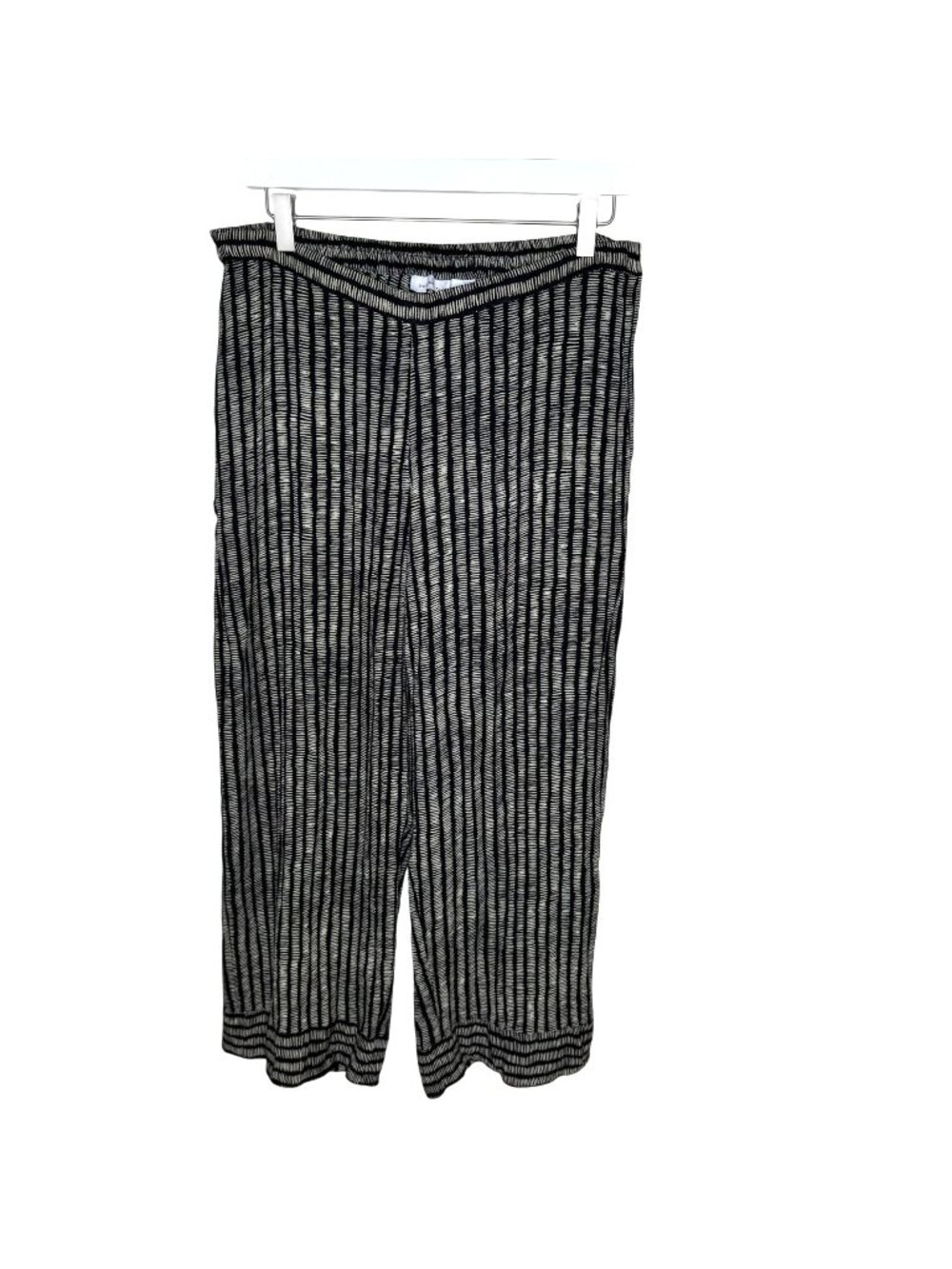 Nomadic Trader Black Patterned Wide-Leg Cropped Palazzo Pants, Lagenlook, Large